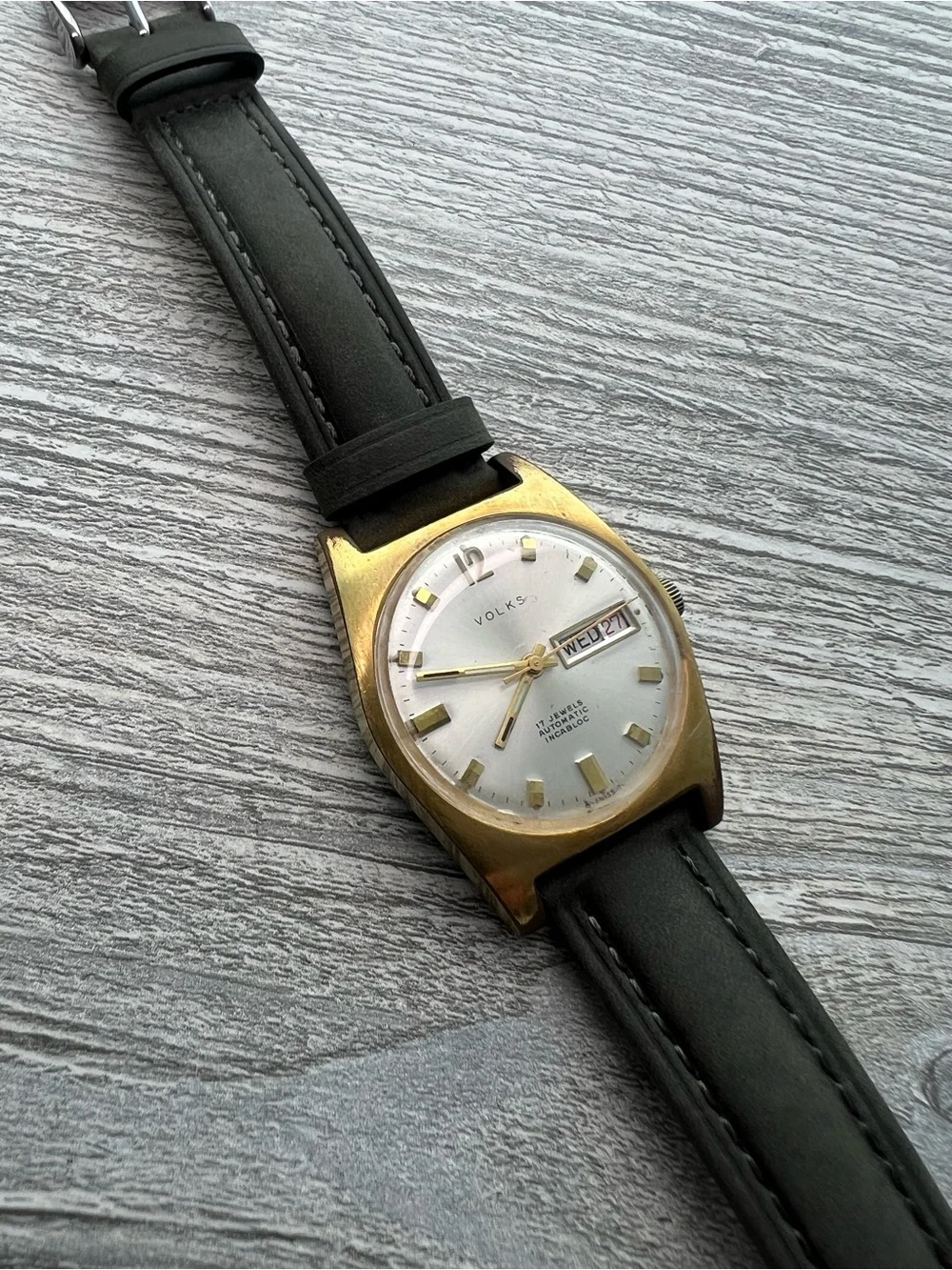 Volks Swiss Gold-Tone Automatic Watch with Day-Date
